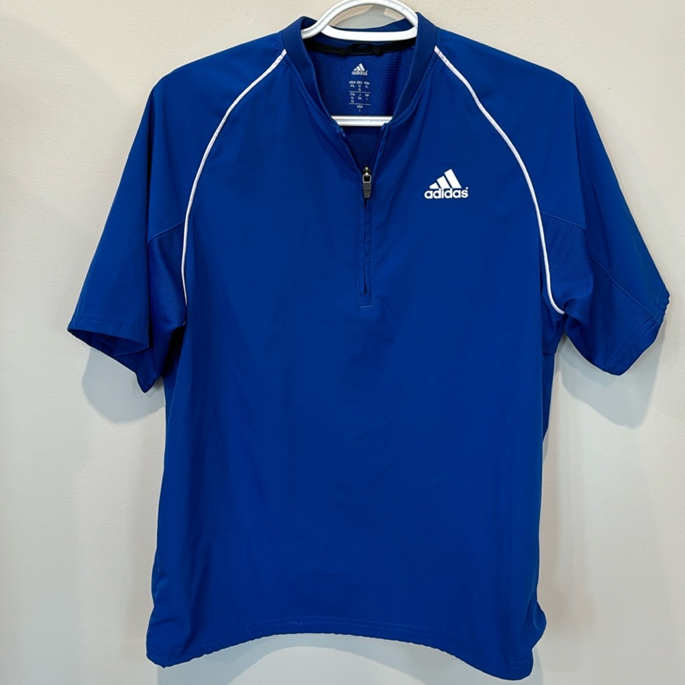 adidas Youth ClimaCool Triple Stripe 1/4 Zip Jacket BBA13001  Blue Sz Large
